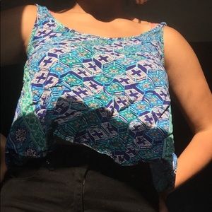 Blue Patterned Crop Top